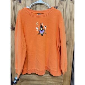 Holiday Editions XL Orange Halloween Sweatshirt Witch Crow Graphic Casual
